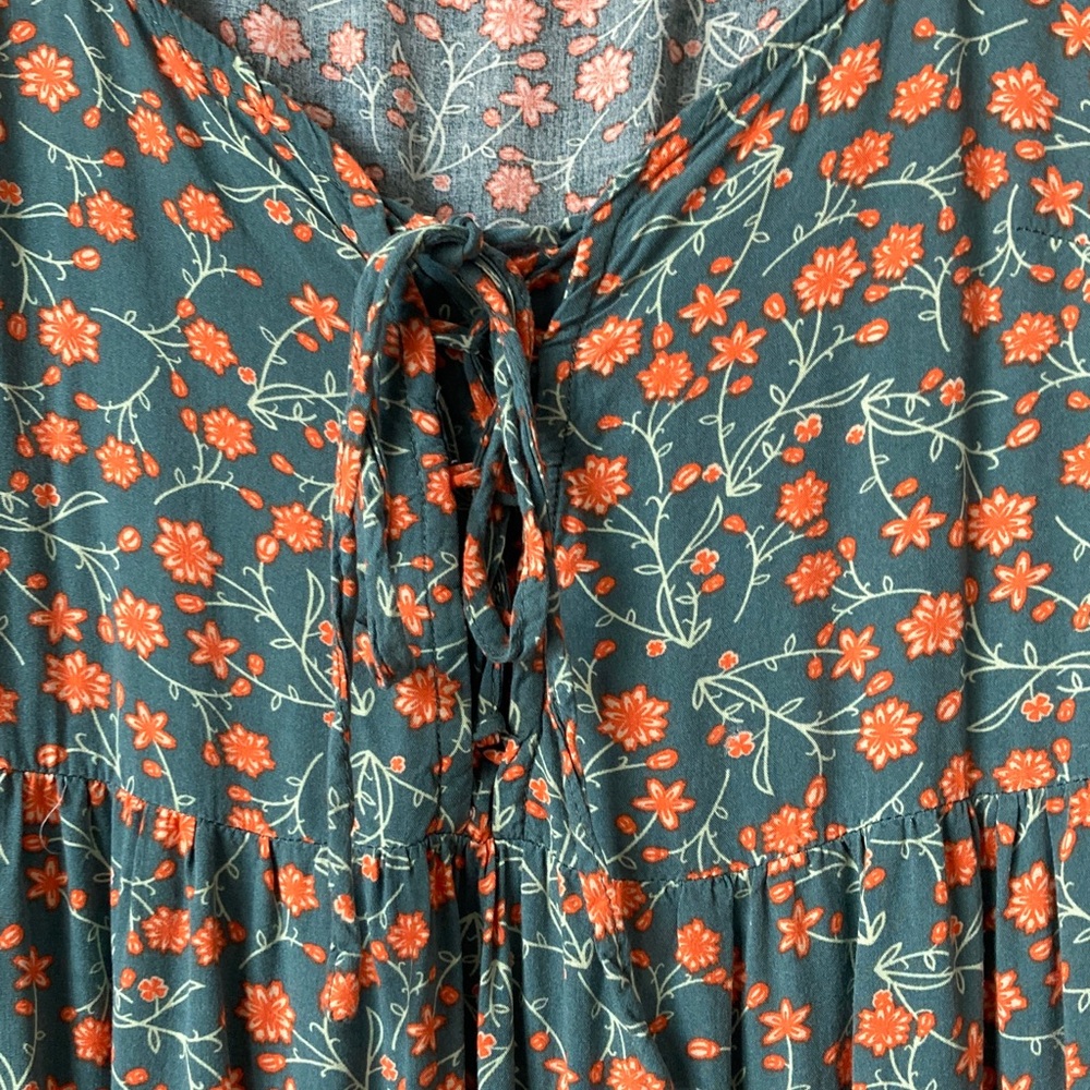 Rusttydustty Ditzy Floral cottagecore flutter Sleeve tiered Maxi Dress Boho 2XL - Picture 4 of 11